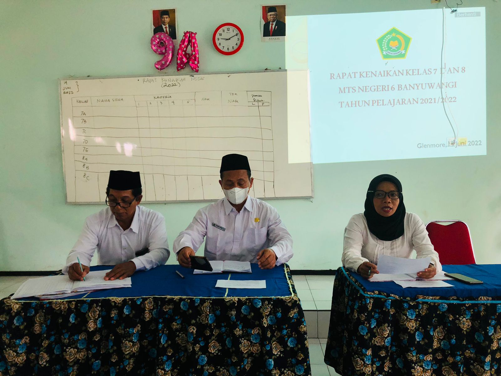 RAPAT KENAIKAN KELAS VII DAN KELAS VIII MTsN 6 BANYUWANGI TAHUN PELAJARAN 2021/2022